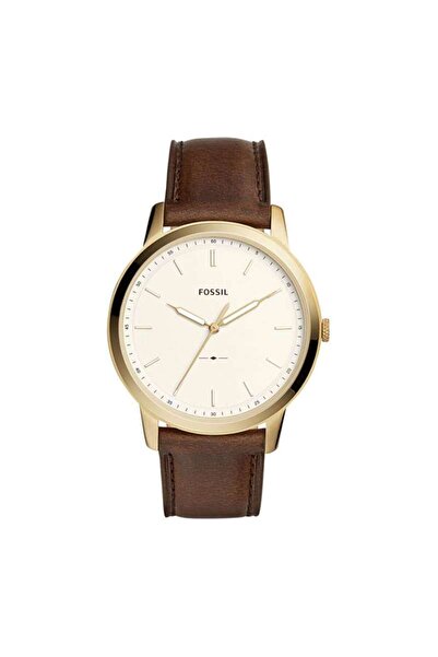 Fossil ساعة رجالية كوارتز بسوار جلدي ومينا أبيض مقاس 44 مم FS5397
