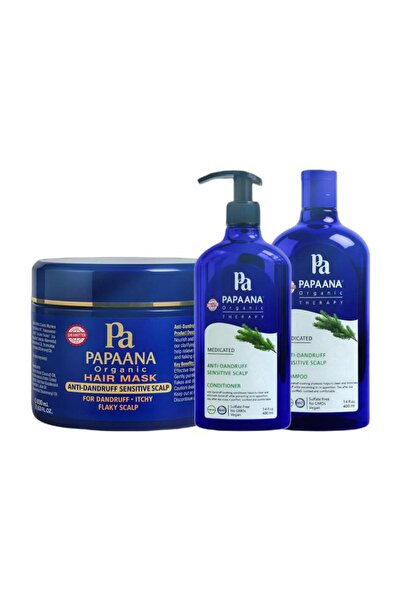 Papaana Organic Anti-Dandruff Bundle with Shea Butter (Conditioner 400ml, Sha...