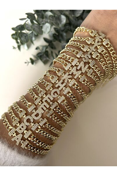 Lavin Accessoriess سلسلة خاصة من الأساور المرصعة بأحجار الزركون مع حروف -E