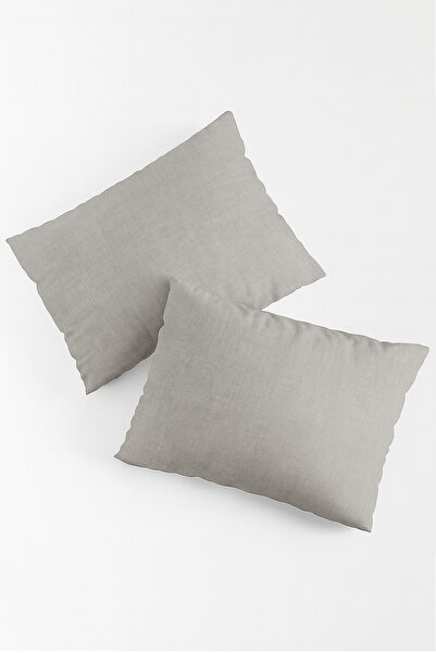 Teksev Vevra 2-Pack Striped Gray Color Pillowcase Cotton Fabric with Zipper