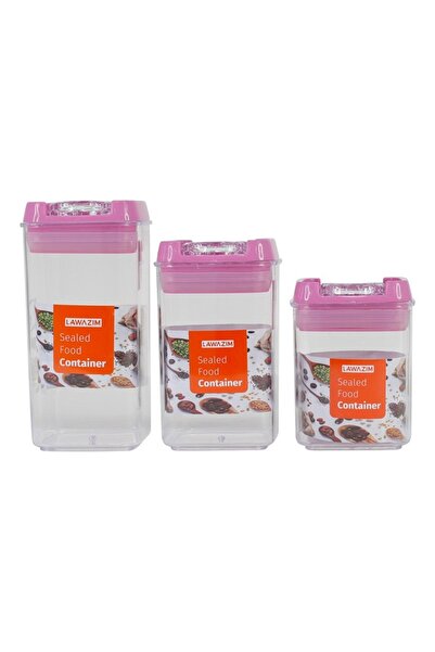 Lawazim مجموعة حاويات طعام مكونة من 3 قطع - برطمانات تخزين شفافة خالية من مادة BPA لتوابل المؤن