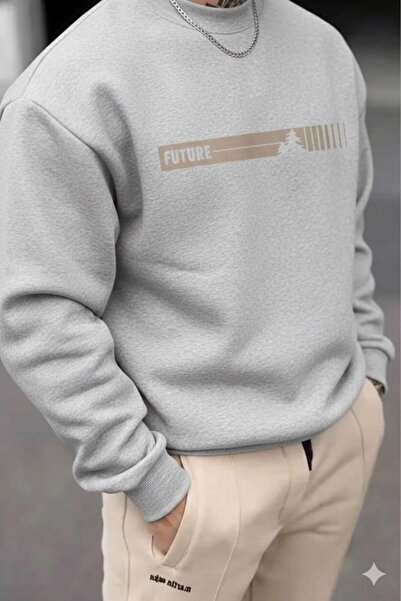 NO 601 Чоловічий Grimelanj Future з принтом, без коміра, світшот