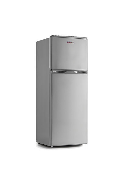General Tech ثلاجة ببابين سعة 132 لترًا (4.6 قدم مكعب)، موفرة للطاقة، فضية أنيقة