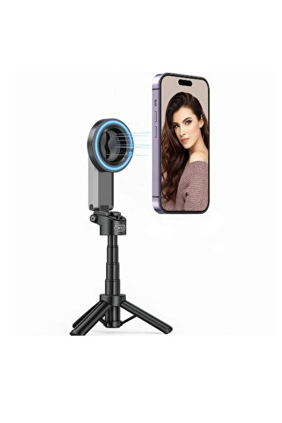 Xo Trepied multifuncțional pentru selfie SS22, suport magnetic, telecomandă Bluetooth, negru