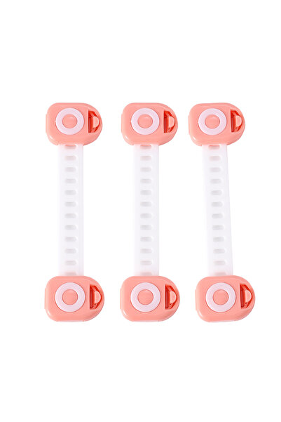 Lawazim قفل أمان للأطفال، 3 قطع، لون وردي - مزلاج قابل للتعديل وإعادة الاستخدام وآمن للأطفال