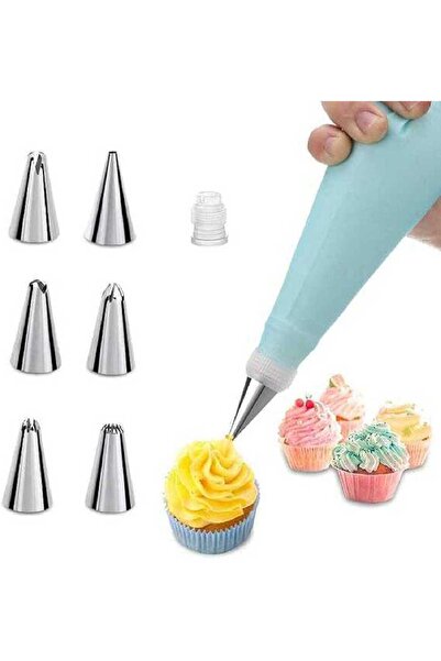 genric مجموعة تزيين الكيك - كيس تزيين الكيك وأطرافه - 6 فوهات من الفولاذ المقاوم للصدأ مع ورق سيليكون قابل لإعادة الاستخدام