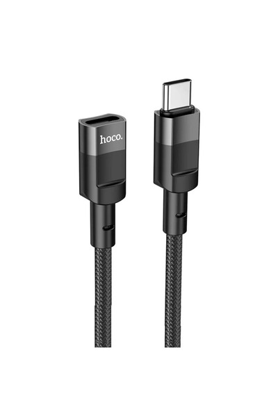 Hoco U107 USB-C to USB-C (F) Data & Charging Cable, 3A, 1.2m, Black