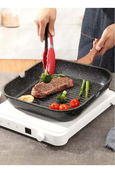 Eslite Life مقلاة شواء غير لاصقة 28 سم - 11 بوصة، مقلاة شواء صحية من الألومنيوم