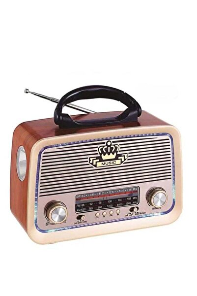 Micro Speed Radio FM-AM-SW Brown Wood Bluetooth Portable Speaker TF Card USB Aux