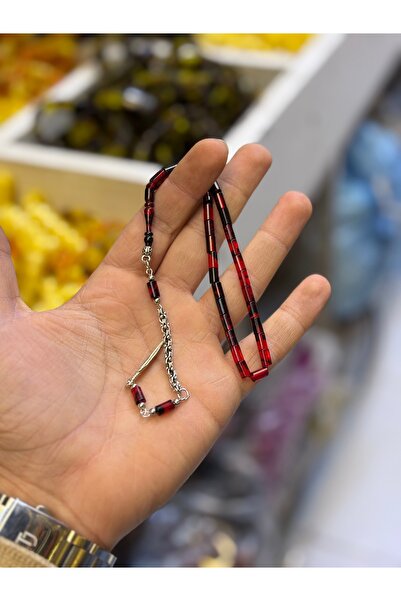 tesbihad Kırmızı Alacalı Kesme Bilek Boy Ateşi Tesbih