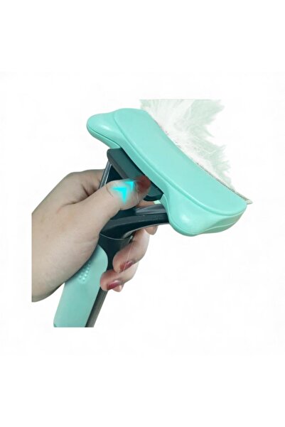 OEM Curved Brush for Cats and Dogs, Self-Cleaning, Detangling, Green