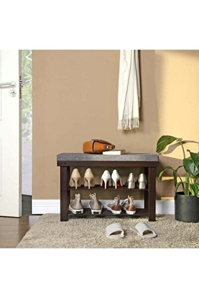 SONGMICS Bamboo Shoe Bench – 3-Tier Shoe Rack Organizer with Padded Seat, Rus...