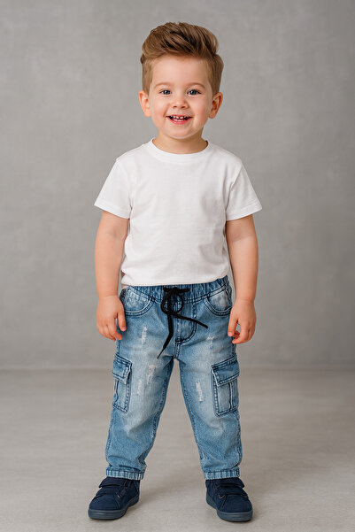 Alvadonna PANTALONI DENIM PENTRU BĂIEȚI, buzunar cargo BUC.