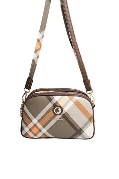 Silver Polo Silver & Polo Sp745 Women's Crossbody Bag Plaid Khaki-Brown