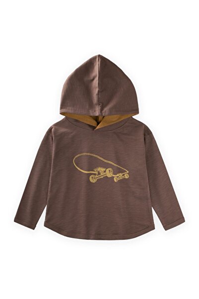 Cigit Hooded Long Sleeve T-Shirt 2-10 Years Old Mink