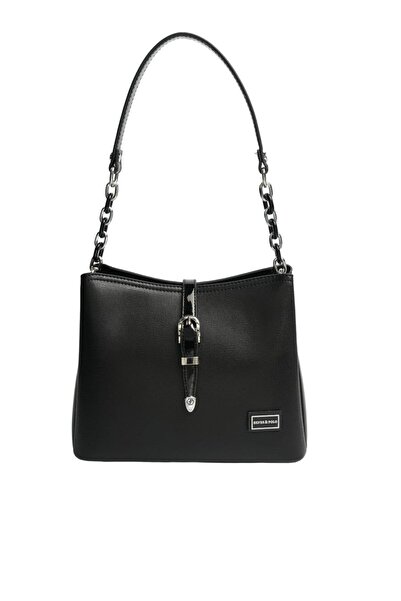 Silver Polo Silver & Polo Sp974 Women's Shoulder Bag Plain Black-Patent Black
