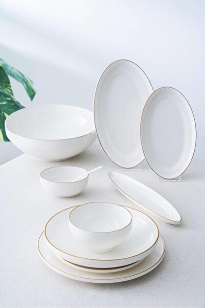 ACAR Senna Gold Porselen 6 Kişilik 45 Parça Yemek Takımı