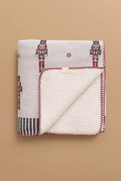 Barine Fındıkkıran Jakarlı Arkası Peluşlu, Çift Yüzlü Koltuk Şalı, Battaniye ...