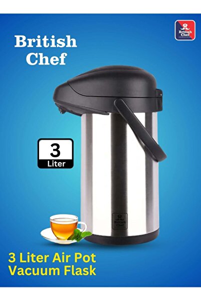 British Chef ترمس سعة 3 لترات للمشروبات الساخنة والباردة - مصنوع من الفولاذ ا...