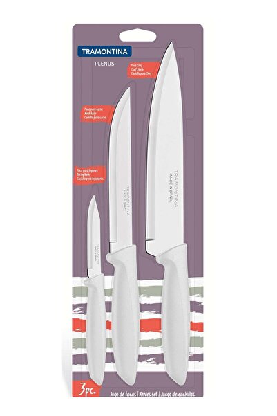 TRAMONTINA Plenus 3-Piece Knife Set - Stainless Steel Blades, White Polypropy...