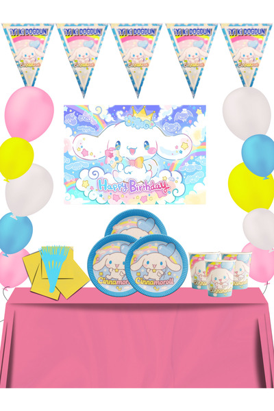 snowparty Set pentru petrecerea de aniversare pentru 40 de persoane cu banner Cinnamoroll Cinnamoron