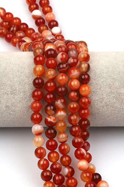 RLX BUJİTERİ Madagaskar Akik 8 Mm Orjinal Doğal Taş 1 Dizi (47 Adet)