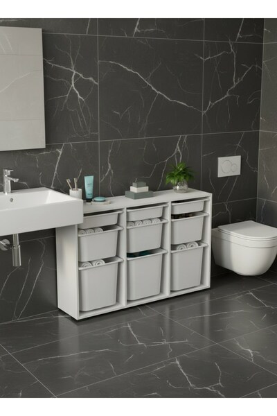 Pratico Bofi Ultra 3+3+3 Beyaz Sepetli Çok Amaçlı Banyo Dolabı