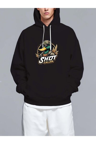 MIXSNOW سويت شيرت بغطاء رأس مطبوع قصة فضفاضة - نمط كاجوال عصري - هودي مريح بر...