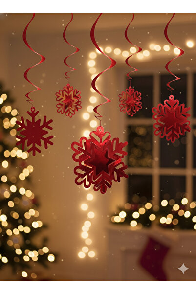 DODOMAR زينة معلقة لعيد الميلاد مع هيلوزون ثلاثي الأبعاد على شكل ندفة ثلج حمر...