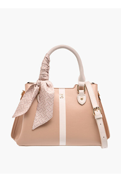 Flora Bella by Shoexpress Monogram Print Tote Bag with Zip Closure and Scarf Detail - D 25 cms