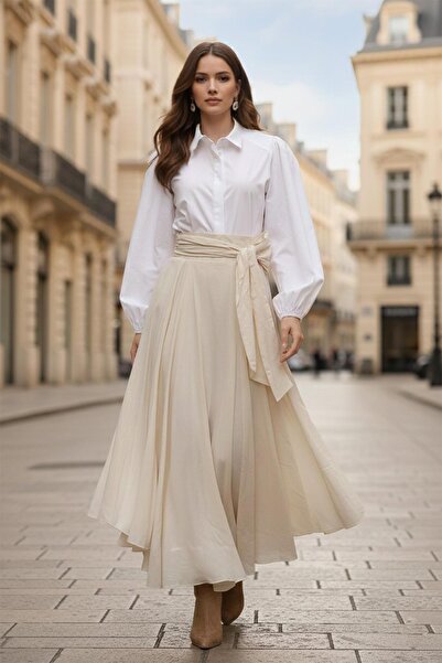 Soul Fusta asimetrică croială cu curea în talie pentru femei - 32420ETK - BEI...