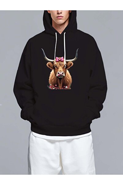 MIXSNOW سويت شيرت بغطاء رأس مطبوع قصة فضفاضة - نمط كاجوال عصري - هودي مريح بر...