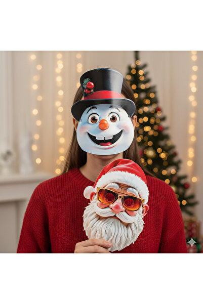 DODOMAR Mască tematică de Anul Nou 2 bucăți Om de zăpadă Moș Crăciun
