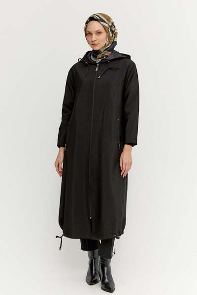 Setrms Kapüşonlu Fermuarlı Bağcıklı Pardesü