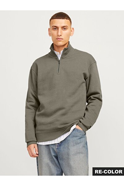 Jack & Jones Sweatshirt mit halbem Reißverschluss Einfarbig Sweatshirt mit halbem Reißverschluss