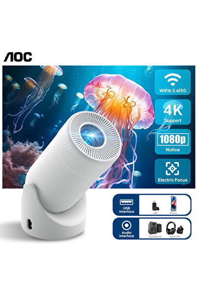 Aoc Bright 4K Projector | 220 ANSI Lumens | Portable Design for Outdoor Movies
