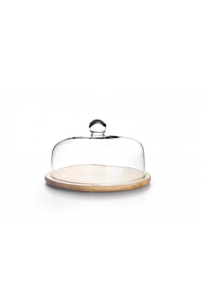 iBiLi -Borosilicate cake stand, bamboo/borosilicate glass, 30x20 cm, brown