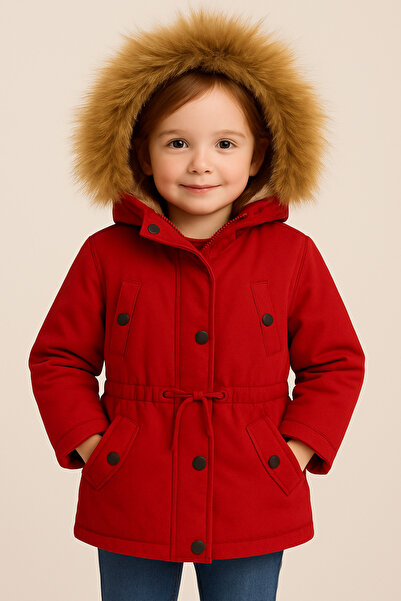 Nacar Unisex Çocuk İçi Polarlı Su Geçirmez Kanvas Mont