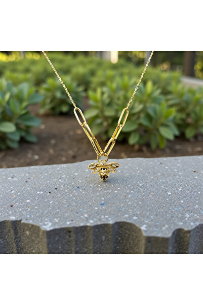 NOVA GRUP MÜCEVHERAT ARI FİGÜRLÜ ATAÇ ZİNCİRLİ KOLYE 14 AYAR ALTIN