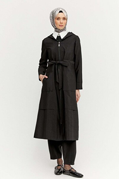 Setrms Kapüşonlu Kuşaklı Cepli Pardösü