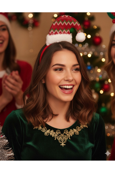 DODOMAR Mini pălărie umplută de Crăciun – Accesoriu pentru petrecere și Anul Nou model în zig-zag