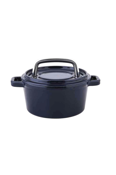 Carl Schmidt Sohn -Oală mini Alpen, fontă emailată, 14x6,8 cm, albastră