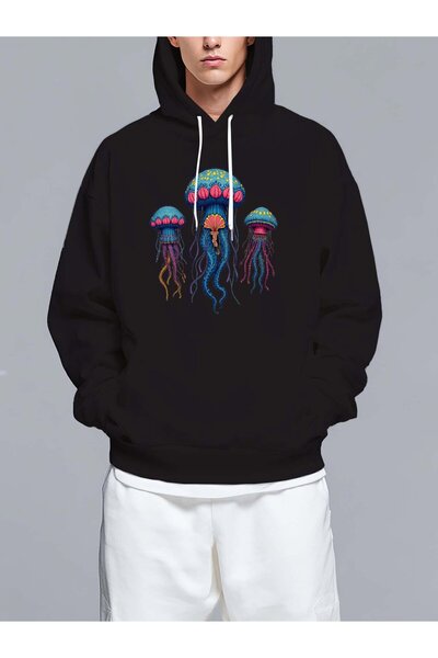 MIXSNOW سويت شيرت بغطاء رأس مطبوع قصة فضفاضة - نمط كاجوال عصري - هودي مريح بر...