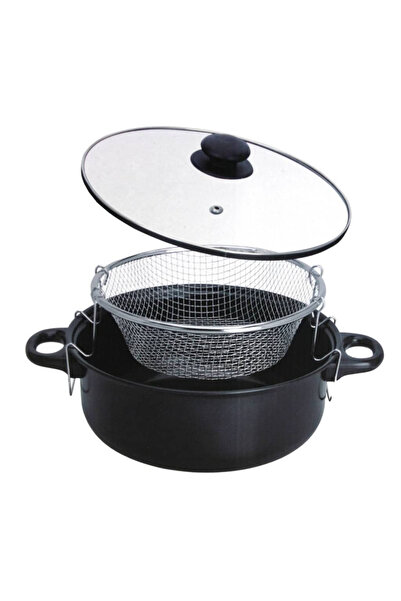 Excellent Houseware -Friteuză Basic, oțel carbon, 21x9 cm, 3,5 l, neagră