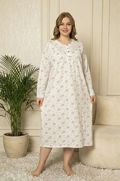 YXL COLLECTION Νυχτικό μαμάς με μακριά μανίκια από 100% βαμβάκι ελαφρύ