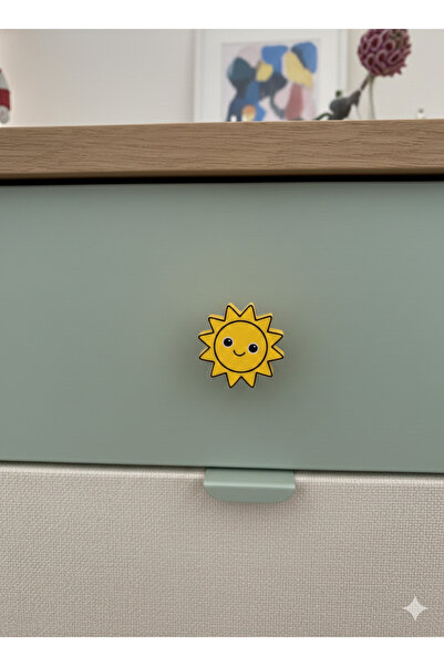 Rekatech LÜKS Çocuk Odası Çekmece Kulpu | Sevimli Güneş Figürlü Dekoratif Beb...