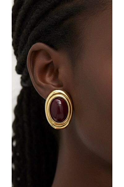 Vi store Çelik Bordo Holly Küpe