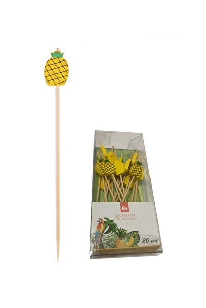 Excellent Houseware Set de 20 de ornamente pentru cocktail, bambus, 12 cm, ga...