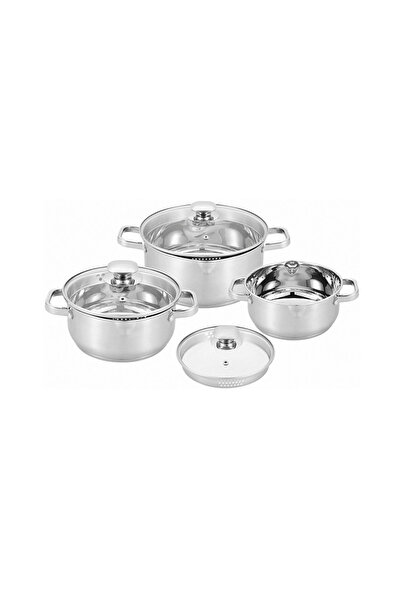Carl Schmidt Sohn -Leipzig 6-piece pot set, stainless steel/heat-resistant gl...