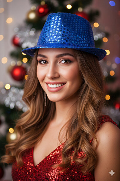 DODOMAR Sequined Luxury Navy Blue Cobalt Blue Fotr New Year's Hat – Party and...